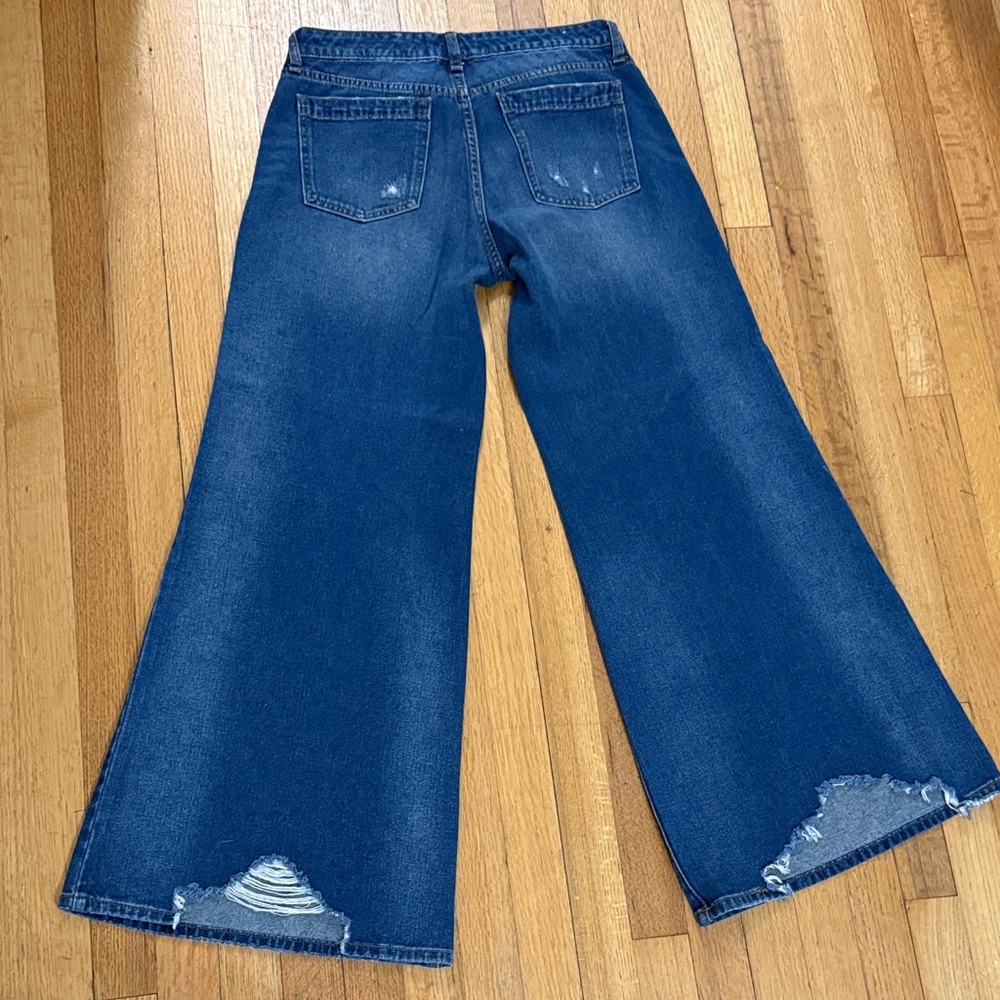 Circus NY Sam Edelman Low Rise Super Wide Leg Distressed Jeans Size 28 - Picture 8 of 11